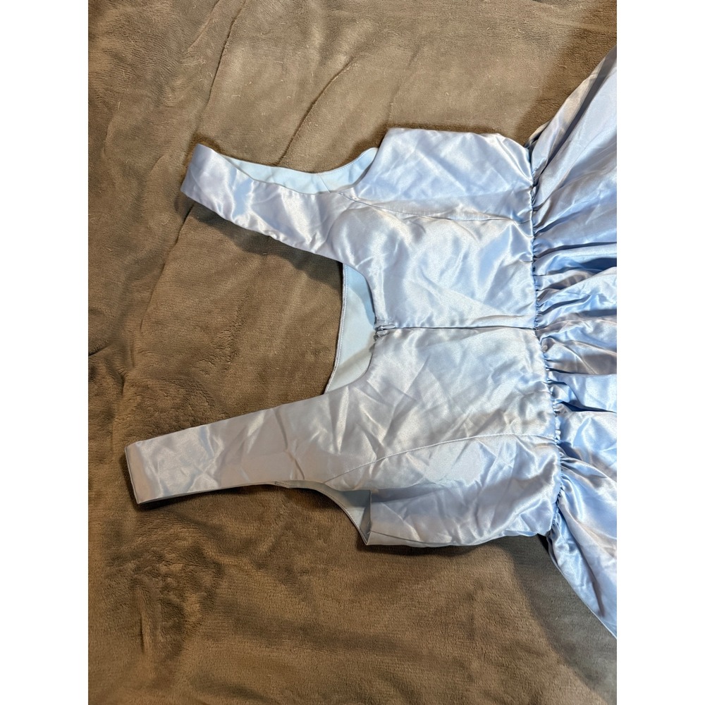 NWOT Lulus XXL Regal Cutie Light Blue Satin‎ Square Neck Bubble-Hem Mini Dress - Picture 9 of 10